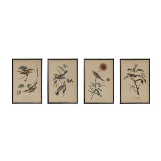 Vintage Reproduction Bird on Branch Wood Framed Wall D&#xE9;cor Set